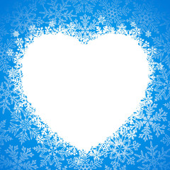 Snow frame in the shape of heart