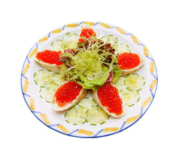 pancakes with caviar and cucumber