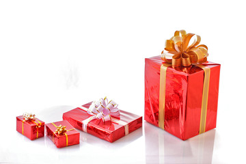 Red christmas gift boxes