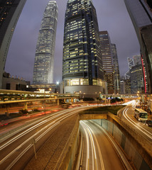 Fototapeta na wymiar Night Fisheye view of Hong Kong.