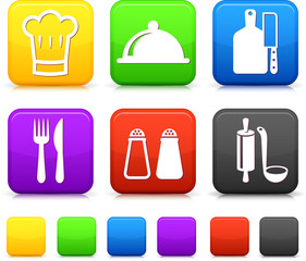 Kitchen supplies square internet button icons