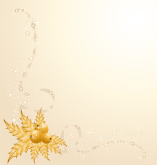 Christmas holly decorate with free stroke ribbons border