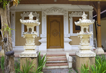 Bali, entrance doors in the house also are decorated