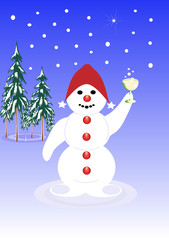 Snowman greeting new year