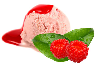 Raspberry ice cream scoop