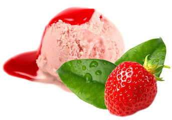 Strawberry ice cream scoop