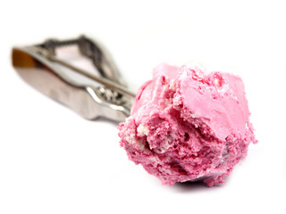 Iron ice cream spoon on white