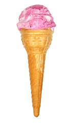 Strawberry ice cream on white