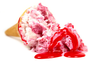 Strawberry ice cream scoop
