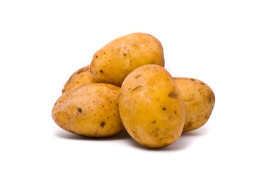 Potatoes on studio white