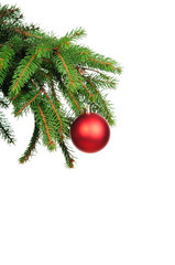 Fototapeta na wymiar Pine branches and christmas decoration