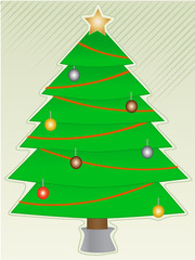 Christmas Tree with light decorations with abstract background
