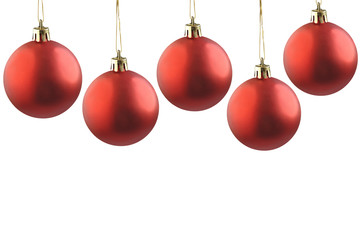 Five christmas red balls.