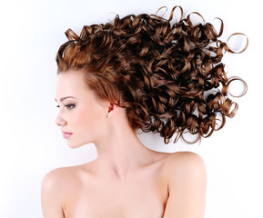 woman with beautiful long curly hairs