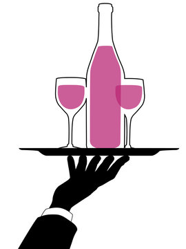 recommend clip art: Waiter Hand Holds Wine Tray silhouette