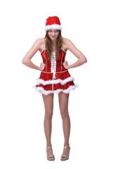 Beautiful dancing girl weared in santa clause dress