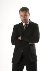 Business man crosses the levers