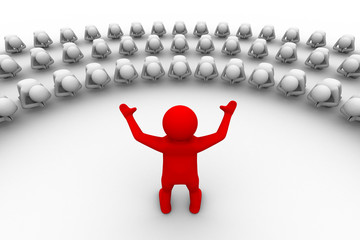 People praying in lap. Isolated 3d image