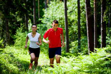 jogging in forest