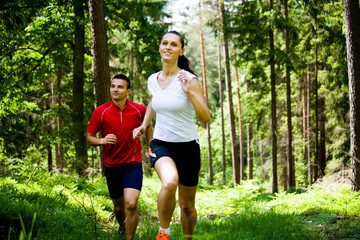 jogging in forest