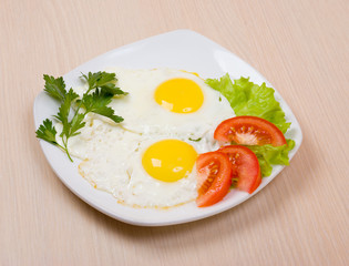 Delicious egg with vegetable close up