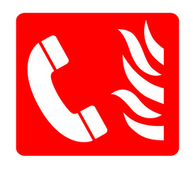 red fire emergency telephone sign