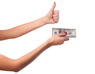 Woman's hands and dollars