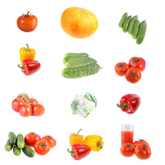 vegetable collection on white background