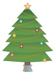 Dark Tone Christmas Tree Vector Illustration