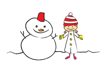雪だるまと女の子