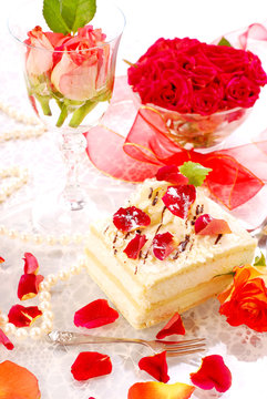 almond cake in romantic style