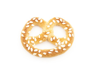 Knot-shaped biscuit with sugar and sesame