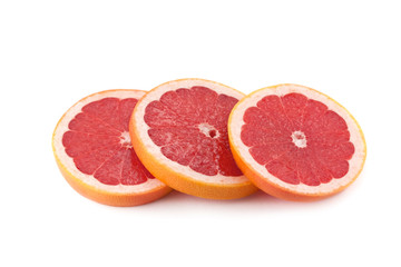 Naklejka na ściany i meble fresh grapefruit fruit with cut isolated on white