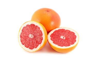 Sliced Grapefruit isolated on white