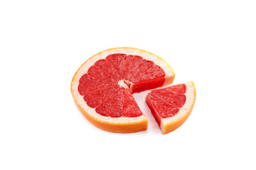 Sliced Grapefruit isolated on white