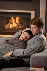 Fototapeta premium Couple hugging home
