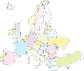 mappa europa acquarello