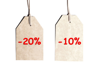 Blank tags isolated on white.