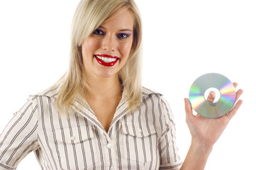 Woman Holding a CD