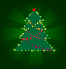 Background Christmas fur-tree from color stars