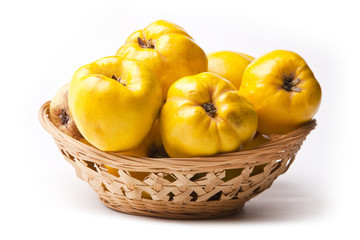 Quinces pear in basket
