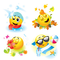 Smiley balls in different season