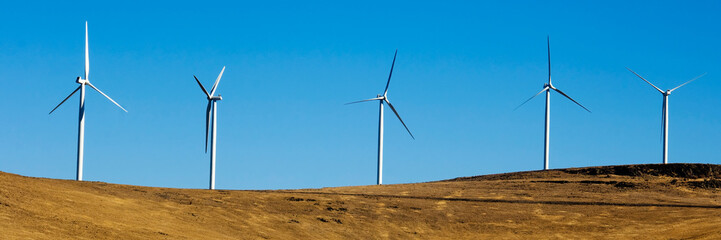 Wind turbines.