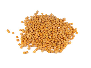Mustard seeds isolated on white