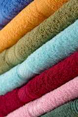 Stack of colorful cotton towels