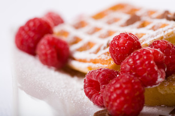 waffles and raspberries