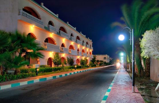night hdr photo from egypt resort. saturated mystic colors.