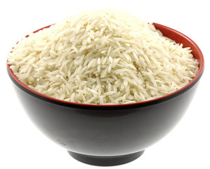 bol chinois noir riz basmati blanc fond blanc