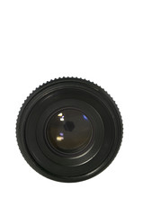 Old lens on white with clipping path