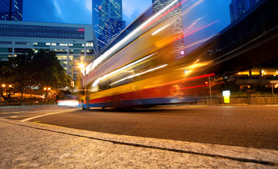 Fototapeta premium Fast moving bus at night ....